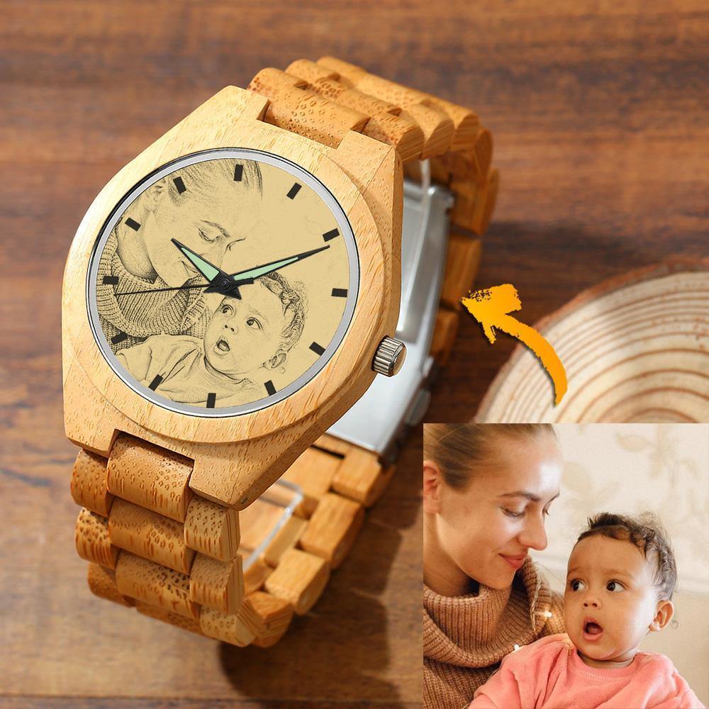 Personalized wooden watch with photo (45 mm)