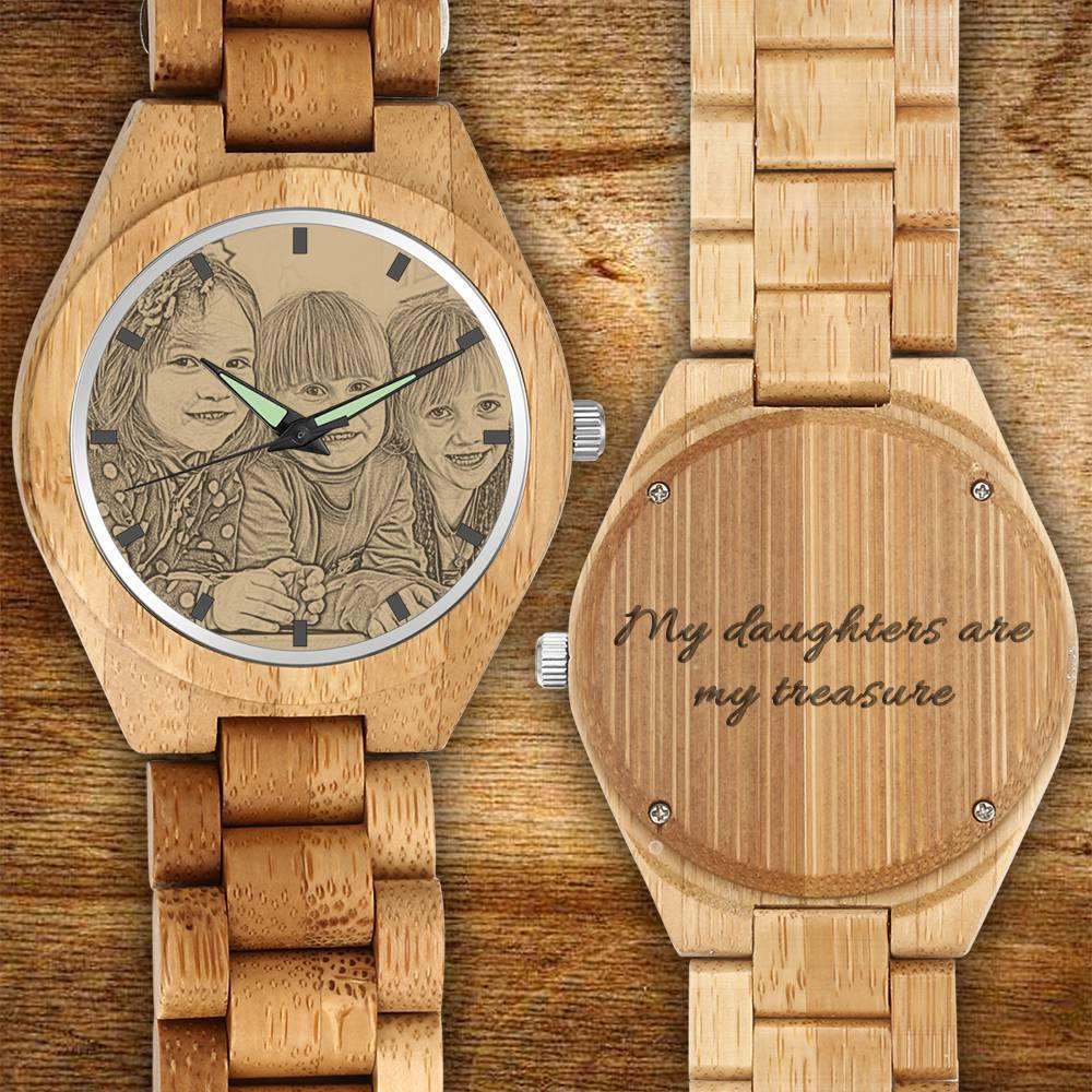 Personalized wooden watch with photo (45 mm)