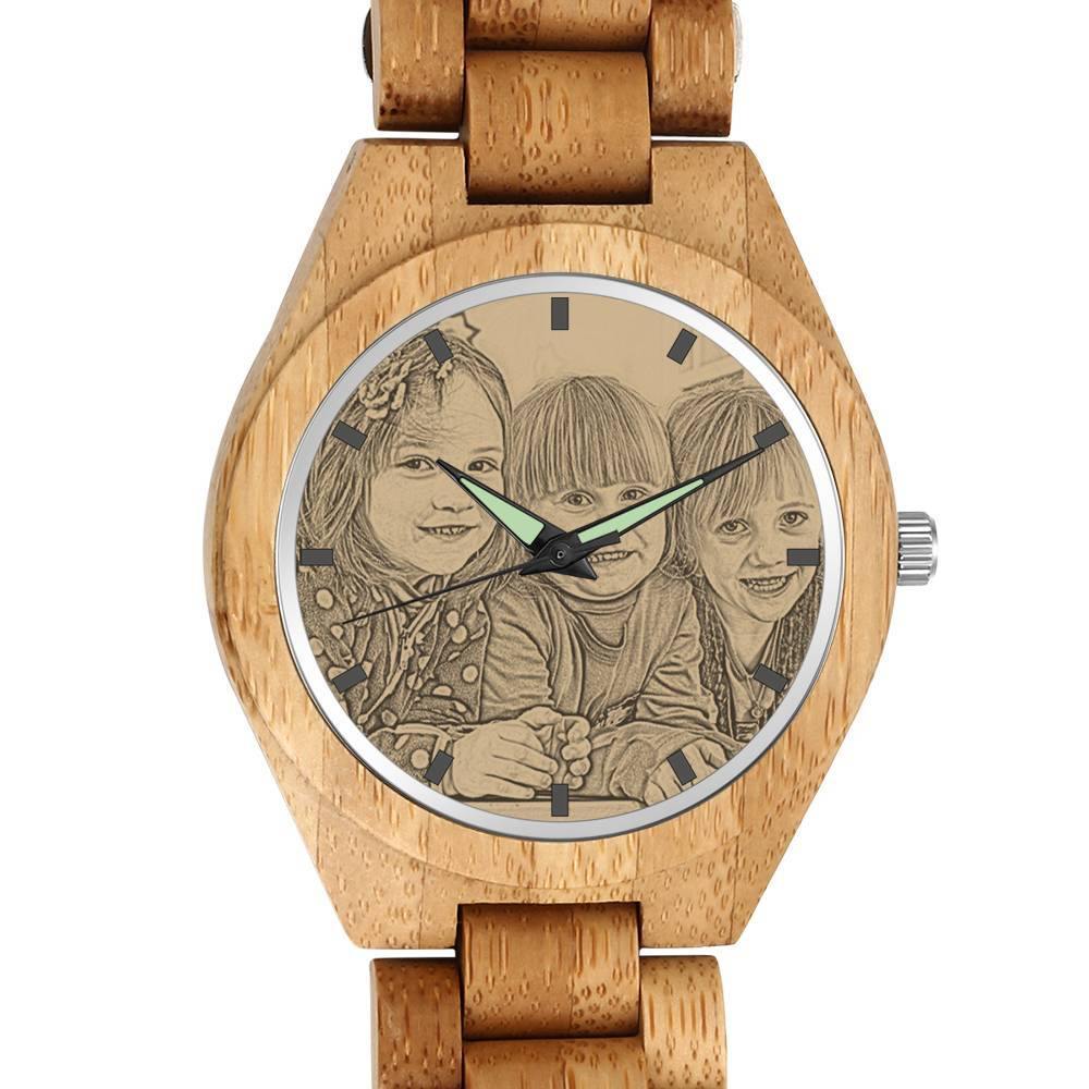 Personalized wooden watch with photo (45 mm)