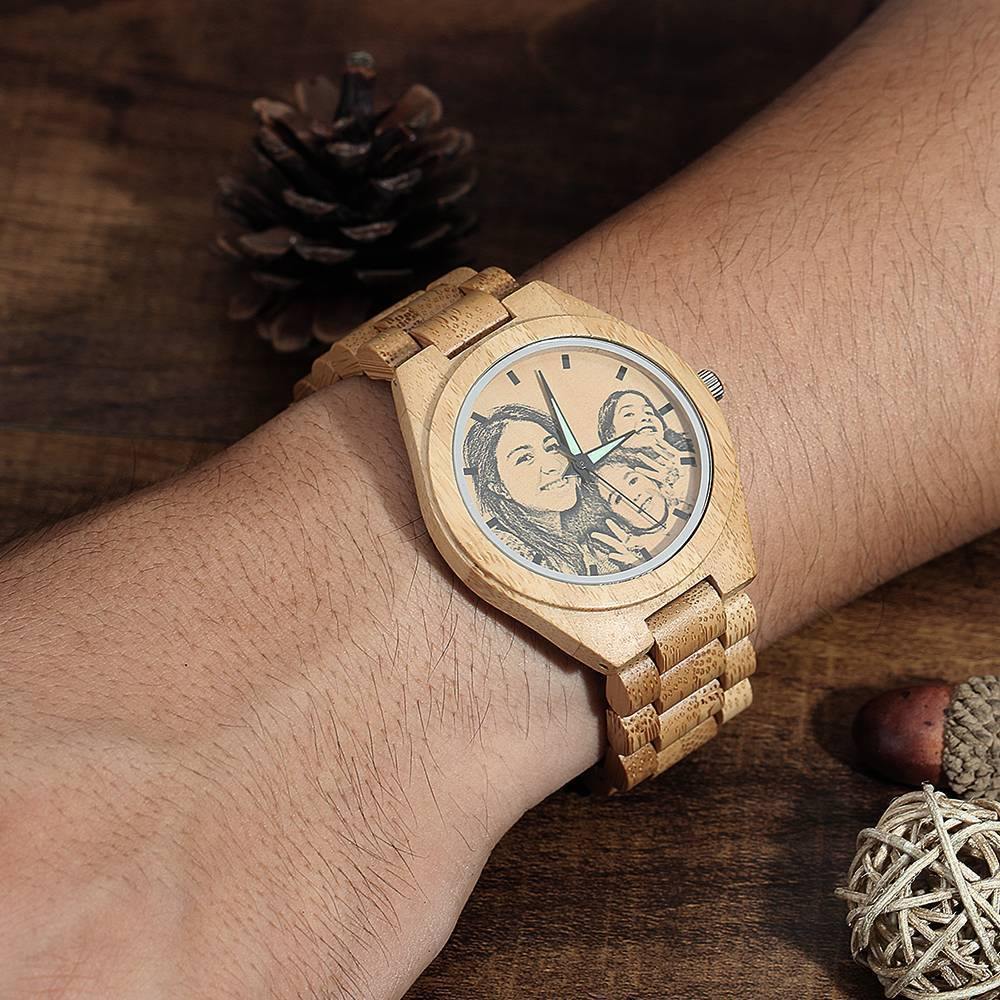 Personalized wooden watch with photo (45 mm)