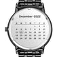 Montre homme personnalisée avec photo gravée, calendrier personnalisé et bracelet en alliage noir