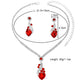 Heart-shaped rhinestone necklace and earrings