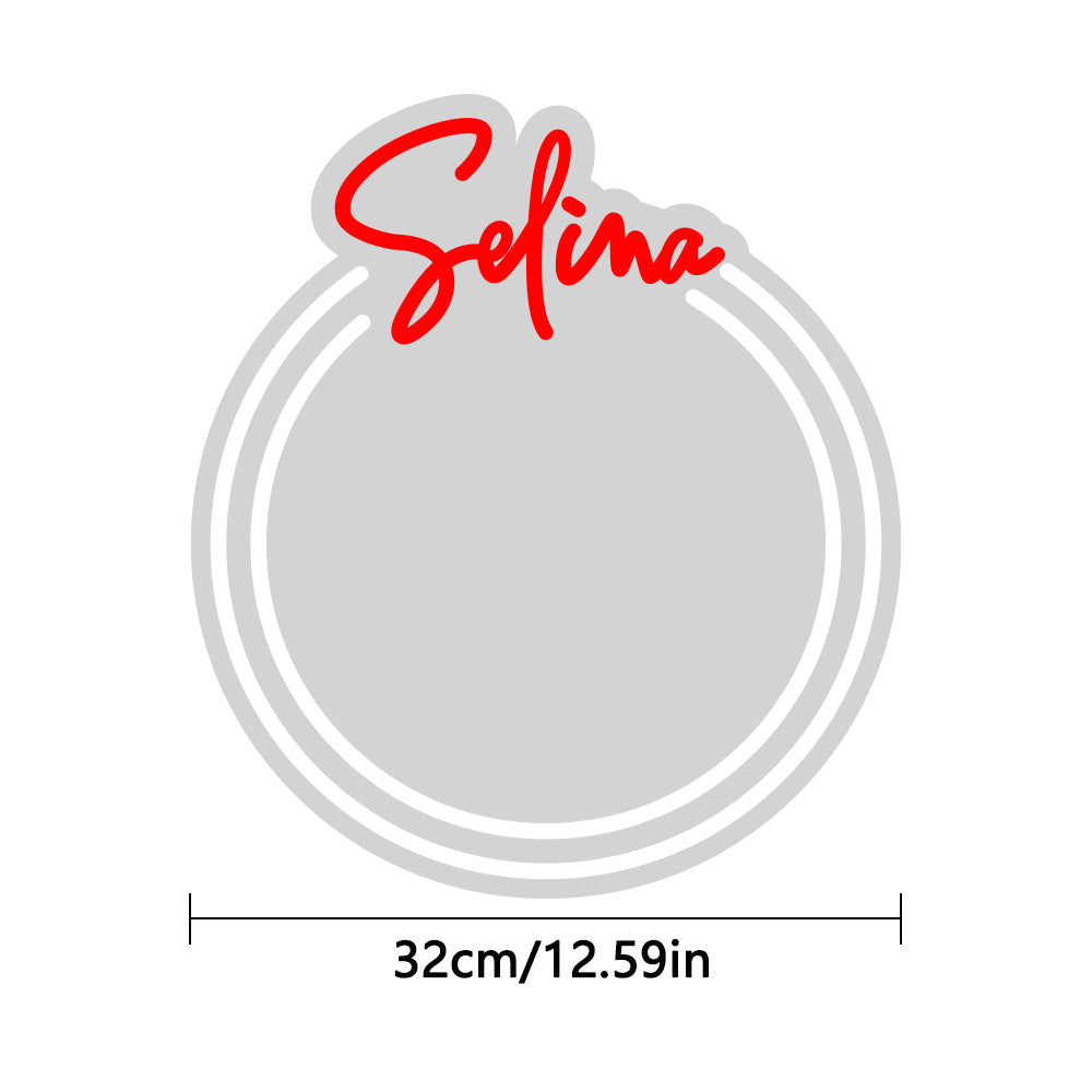 Miroir lumineux personnalisé avec nom, couleur néon LED dimmable