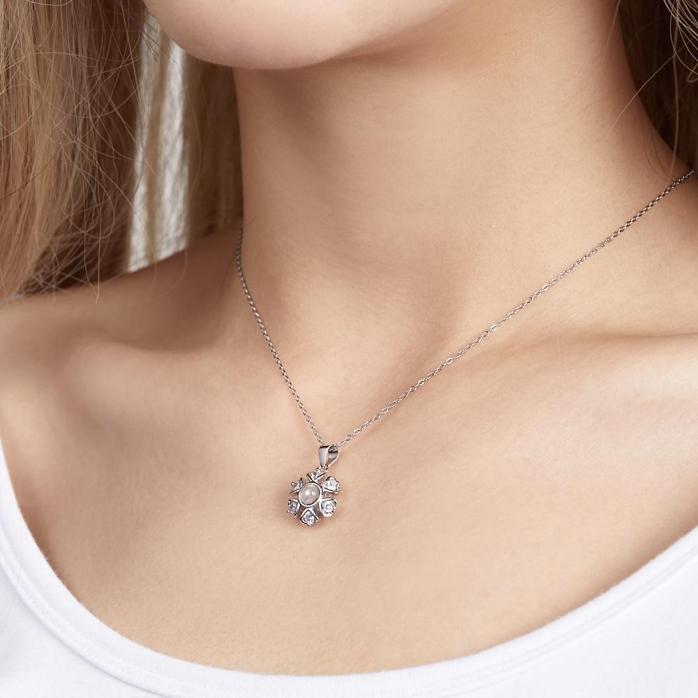 Collier de projection personnalisé avec photo de fleur en argent sterling 925