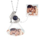 Collier photo à projection personnalisée avec ailes d'ange en plumes