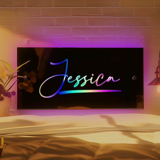 Personalized LED mirror with name