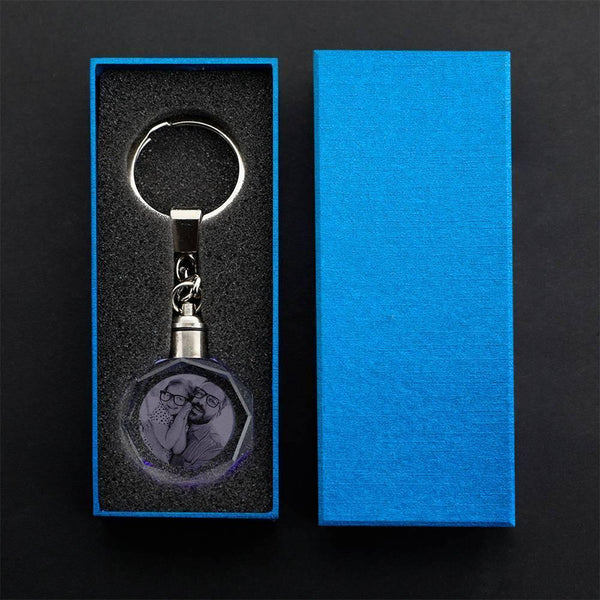 Porte-clés octogonal en cristal personnalisé avec photo