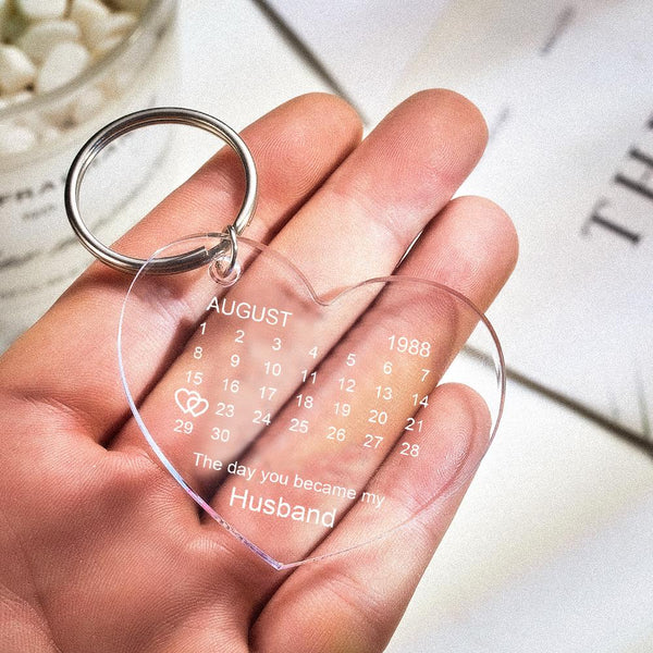 Personalized calendar keychain "The day you became"