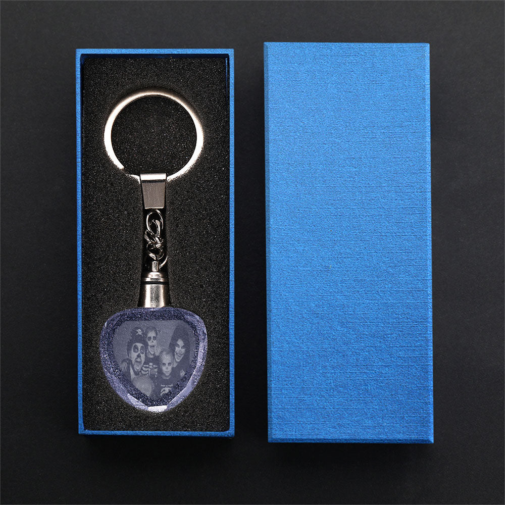 Porte-clés lumineux LED en forme de cœur avec photo personnalisée