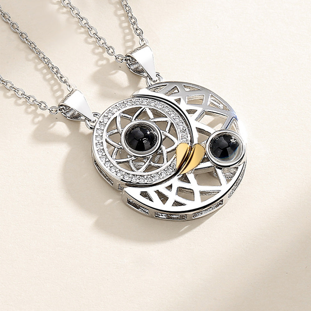 Collier de projection personnalisé pour couple Soleil et Lune