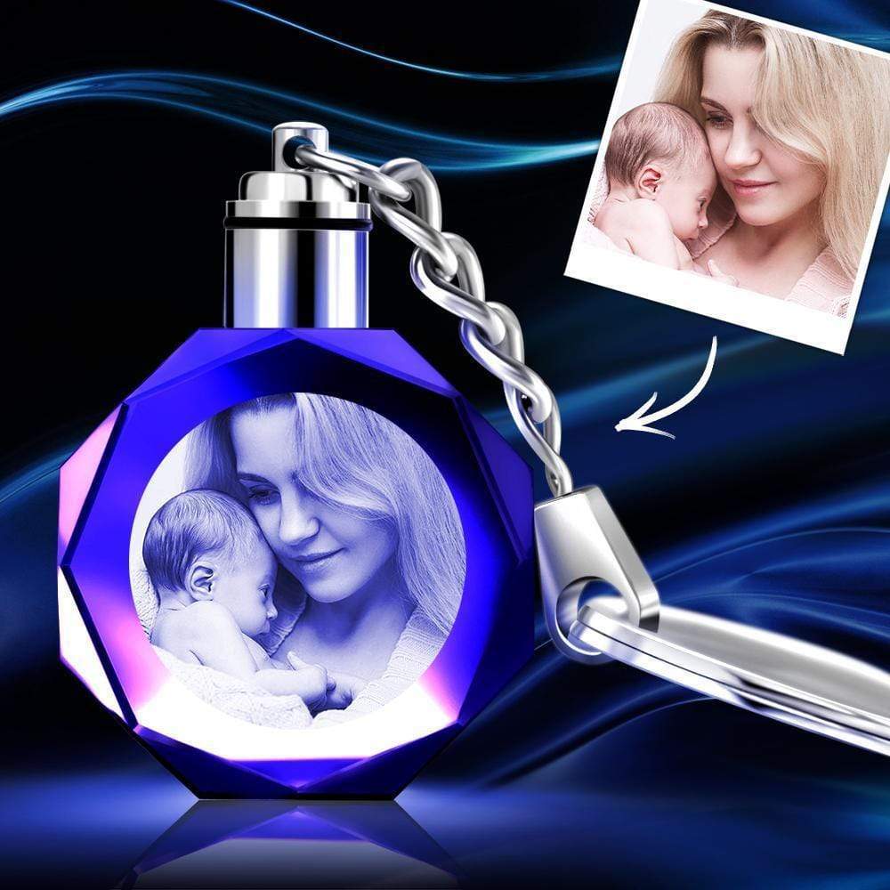 Porte-clés octogonal en cristal personnalisé avec photo