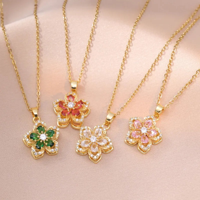 Floral Birthstone Necklace