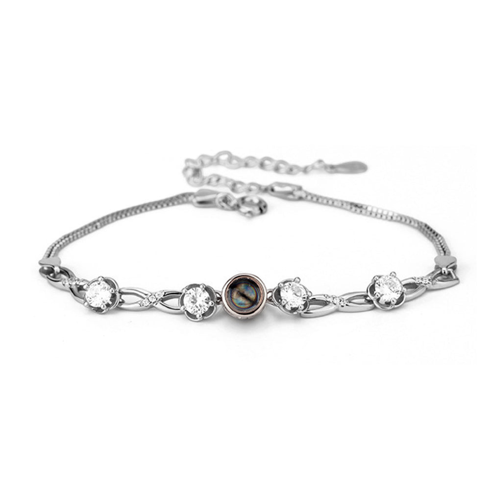 Bracelet personnalisé en argent sterling 925 avec projection photo
