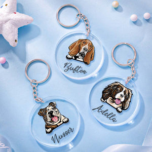 Porte-clés personnalisé avec nom et chien, en acrylique