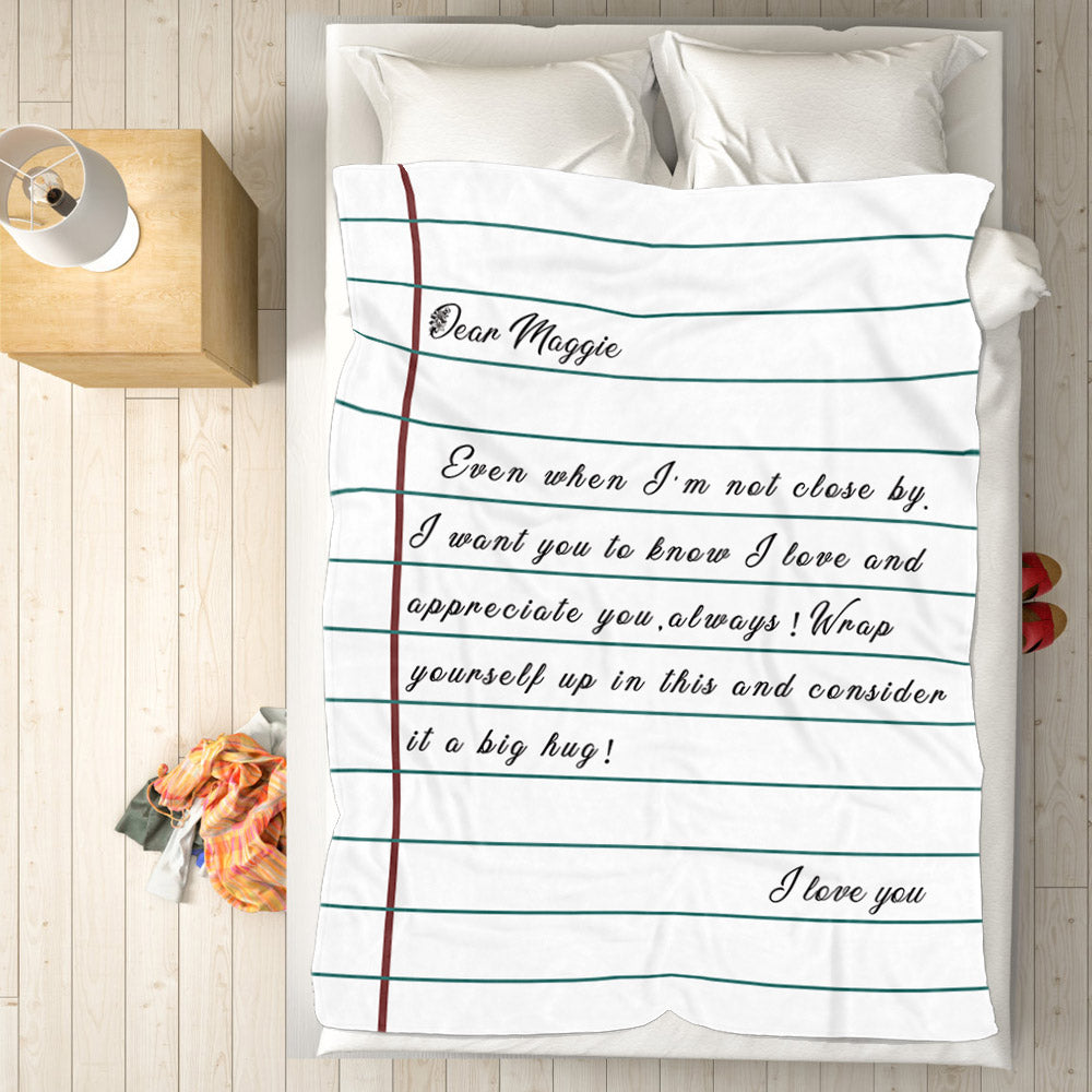 Couverture personnalisée avec lettre d'amour