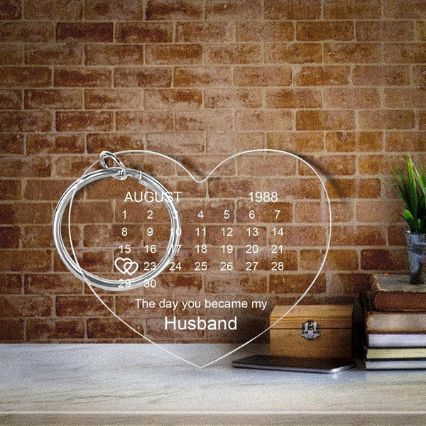 Personalized calendar keychain "The day you became"