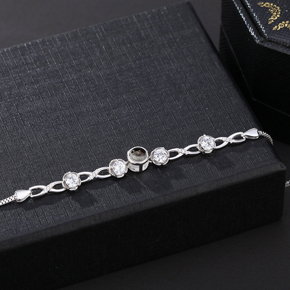 Bracelet personnalisé en argent sterling 925 avec projection photo