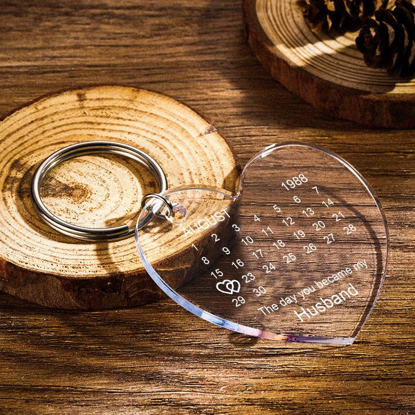 Personalized calendar keychain "The day you became"