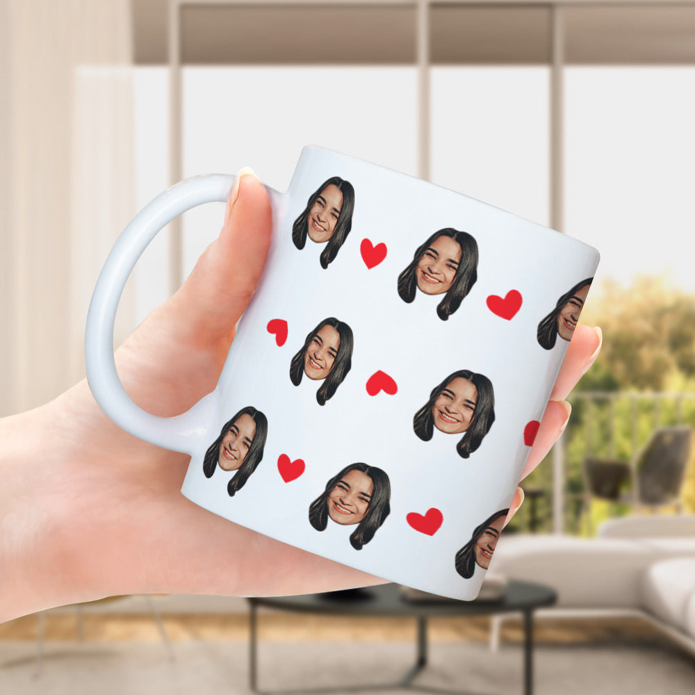 Fun personalized mug with face and little heart
