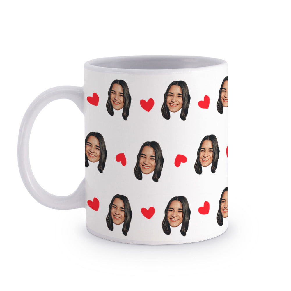 Fun personalized mug with face and little heart