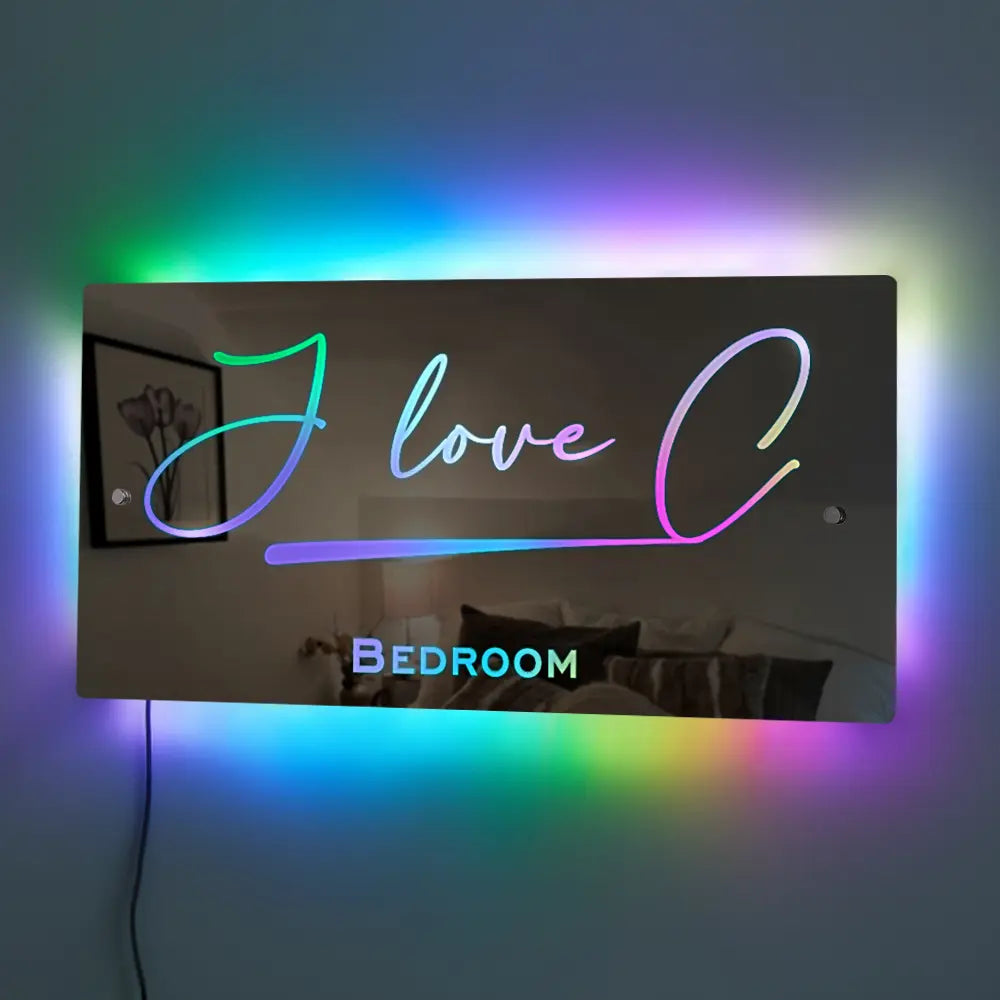 Miroir LED personnalisé avec nom