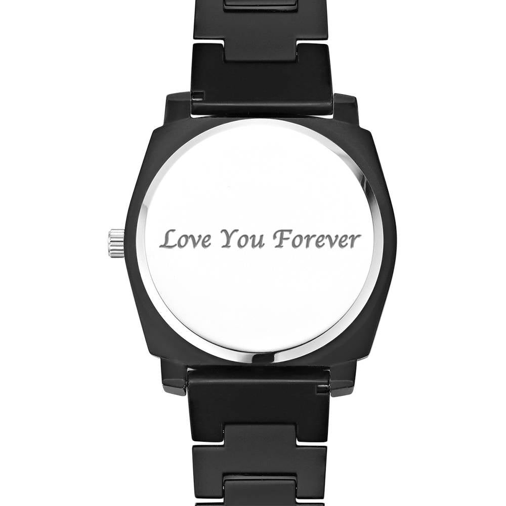 Montre photo personnalisée gravée avec bracelet en bois 45 mm