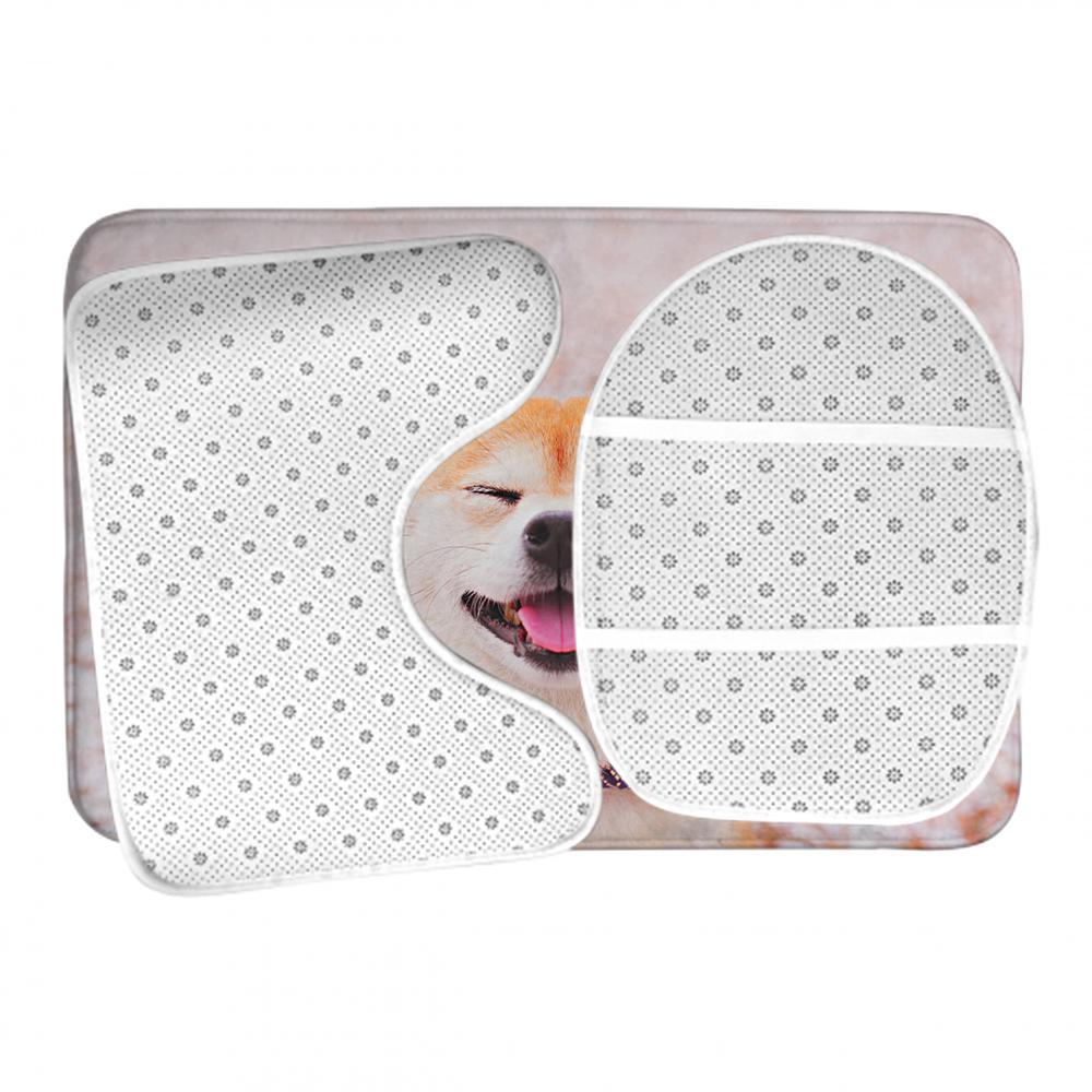 Ensemble de tapis salle de bain avec photo personnalisé 3 pièces, antidérapant