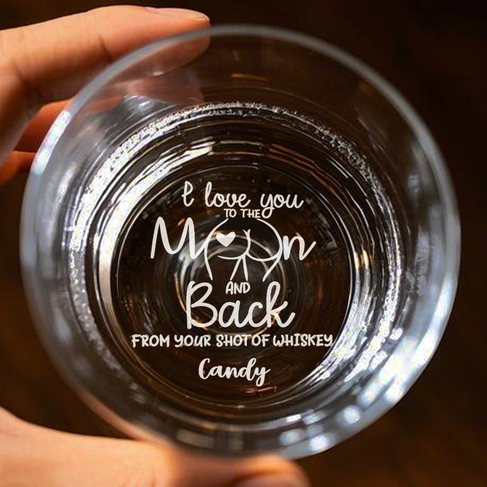 Verre à whisky personnalisé « Je t'aime jusqu'à la lune et retour »